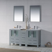 Load image into Gallery viewer, Blossom 001 60S1 15 C M Sydney 60 Inch Vanity with Ceramic Double Sinks & Mirrors - Metal Gray