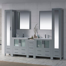 Load image into Gallery viewer, Blossom 001 102 15 C M Sydney 102 Inch Vanity with Ceramic Double Sinks & Mirrors - Metal Gray