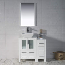 Load image into Gallery viewer, Blossom 001 36S 01 V M Sydney 36 Inch Vanity with Ceramic Vessel Sink & Mirror & Side Cabinet - White