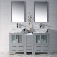 Load image into Gallery viewer, Blossom 001 60S1 15 V M Sydney 60 Inch Vanity with Ceramic Double Vessel Sinks & Mirrors - Metal Gray