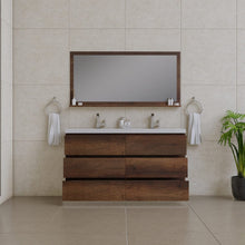Load image into Gallery viewer, Alya Bath AB-MOA60D-RW Paterno 60 inch Double Modern Freestanding Bathroom Vanity, Rosewood
