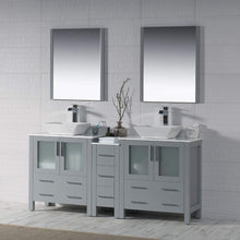 Load image into Gallery viewer, Blossom 001 72 15 V M Sydney 72 Inch Vanity with Ceramic Double Vessel Sinks & Mirrors - Metal Gray