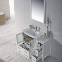 Load image into Gallery viewer, Blossom 001 42S 01 C M Sydney 42 Inch Vanity with Ceramic Sink & Mirror & Side Cabinet - White