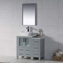 Load image into Gallery viewer, Blossom 001 36S 15 V Sydney 36 Inch Vanity with Ceramic Vessel Sink & Side Cabinet - Metal Grey