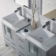 Load image into Gallery viewer, Blossom 001 60S1 15 V M Sydney 60 Inch Vanity with Ceramic Double Vessel Sinks & Mirrors - Metal Gray