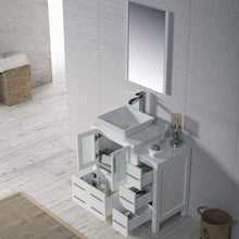 Load image into Gallery viewer, Blossom 001 36S 01 V M Sydney 36 Inch Vanity with Ceramic Vessel Sink & Mirror & Side Cabinet - White