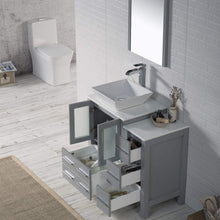 Load image into Gallery viewer, Blossom 001 36S 15 V M Sydney 36 Inch Vanity with Ceramic Vessel Sink & Mirror & Side Cabinet - Metal Grey