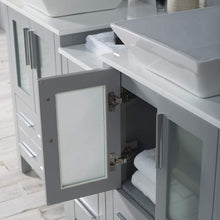 Load image into Gallery viewer, Blossom 001 60S1 15 V M Sydney 60 Inch Vanity with Ceramic Double Vessel Sinks & Mirrors - Metal Gray