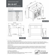 Load image into Gallery viewer, Design Element BK-36-WT Burbank 36" Single Vanity in White