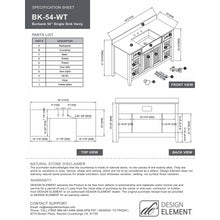 Load image into Gallery viewer, Design Element BK-54-WT Burbank 54" Single Vanity in White