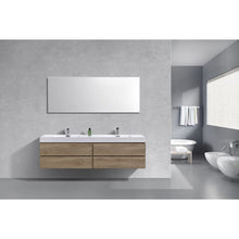 Load image into Gallery viewer, Kubebath BSL72D-BTN Bliss 72" Double Sink Butternut Wall Mount Modern Bathroom Vanity
