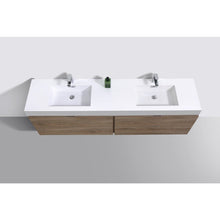 Load image into Gallery viewer, Kubebath BSL72D-BTN Bliss 72" Double Sink Butternut Wall Mount Modern Bathroom Vanity