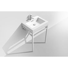 Load image into Gallery viewer, Kubebath CH24 Haus 24" Stainless Steel Console w/ White Acrylic Sink - Chrome