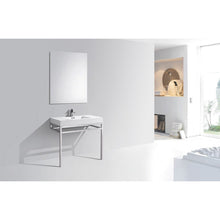 Load image into Gallery viewer, Kubebath CH36 Haus 36" Stainless Steel Console w/ White Acrylic Sink - Chrome