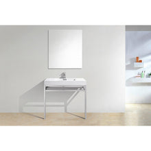 Load image into Gallery viewer, Kubebath CH36 Haus 36" Stainless Steel Console w/ White Acrylic Sink - Chrome