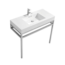 Load image into Gallery viewer, Kubebath CH40 Haus 40" Stainless Steel Console w/ White Acrylic Sink - Chrome