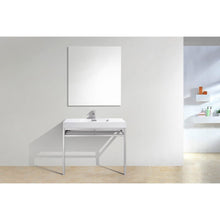 Load image into Gallery viewer, Kubebath CH40 Haus 40" Stainless Steel Console w/ White Acrylic Sink - Chrome
