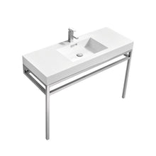 Load image into Gallery viewer, Kubebath CH48 Haus 48" Stainless Steel Console w/ White Acrylic Sink - Chrome