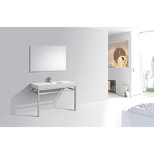 Load image into Gallery viewer, Kubebath CH48 Haus 48" Stainless Steel Console w/ White Acrylic Sink - Chrome