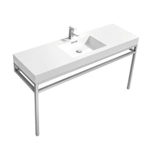 Load image into Gallery viewer, Kubebath CH60S Haus 60" Single Sink Stainless Steel Console w/ White Acrylic Sink - Chrome