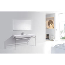 Load image into Gallery viewer, Kubebath CH60S Haus 60" Single Sink Stainless Steel Console w/ White Acrylic Sink - Chrome