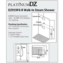 Load image into Gallery viewer, PLATINUM DZ959F8-R STEAM SHOWER 47" X 35" X 89"