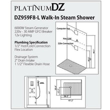 Load image into Gallery viewer, PLATINUM DZ959F8L STEAM SHOWER-WHITE 47" X 35" X 89"