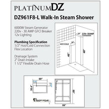 Load image into Gallery viewer, PLATINUM DZ961F8 STEAM SHOWER-WHITE 59" X 35" X 89"
