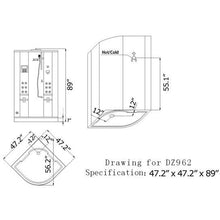 Load image into Gallery viewer, PLATINUM DZ962F8 STEAM SHOWER-WHITE 47" X 47" X 89"