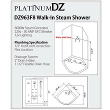 Load image into Gallery viewer, PLATINUM DZ963F8 STEAM SHOWER 39" X 39" X 89"