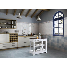 Load image into Gallery viewer, Design Element KD-03-36-W-WD Monterey 36 In. Kitchen Island With Dark Walnut Veneered Wood Countertop in White