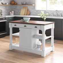 Load image into Gallery viewer, Design Element KD-03-52-W-WD Monterey 52 In. Kitchen Island With Espresso Wood Countertop in White