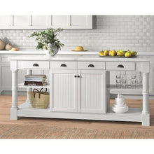 Load image into Gallery viewer, Design Element KD-03-80-W-ST Monterey 80 In. Kitchen Island With White Quartz Sintered Stone Countertop in White