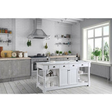 Load image into Gallery viewer, Design Element KD-03-80-W-ST Monterey 80 In. Kitchen Island With White Quartz Sintered Stone Countertop in White