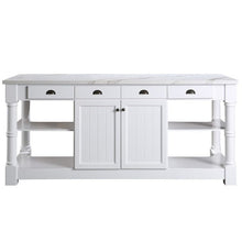 Load image into Gallery viewer, Design Element KD-03-80-W-ST Monterey 80 In. Kitchen Island With White Quartz Sintered Stone Countertop in White