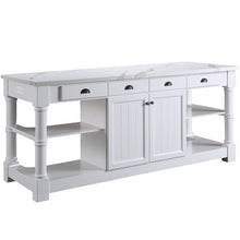 Load image into Gallery viewer, Design Element KD-03-80-W-ST Monterey 80 In. Kitchen Island With White Quartz Sintered Stone Countertop in White