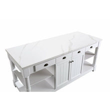 Load image into Gallery viewer, Design Element KD-03-80-W-ST Monterey 80 In. Kitchen Island With White Quartz Sintered Stone Countertop in White
