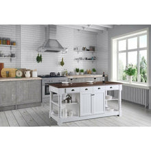 Load image into Gallery viewer, Design Element KD-03-80-W-WD Monterey 80 In. Kitchen Island With Dark Walnut Veneered Wood Countertop in White