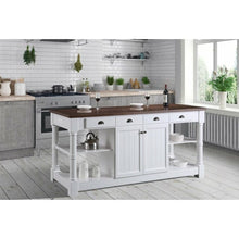 Load image into Gallery viewer, Design Element KD-03-80-W-WD Monterey 80 In. Kitchen Island With Dark Walnut Veneered Wood Countertop in White