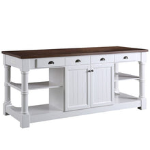 Load image into Gallery viewer, Design Element KD-03-80-W-WD Monterey 80 In. Kitchen Island With Dark Walnut Veneered Wood Countertop in White