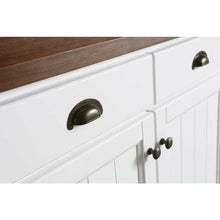 Load image into Gallery viewer, Design Element KD-03-80-W-WD Monterey 80 In. Kitchen Island With Dark Walnut Veneered Wood Countertop in White