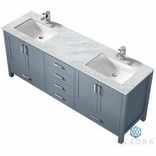 Load image into Gallery viewer, Lexora LJ342280DBDS000 Jacques 80" Dark Grey Double Vanity, White Carrara Marble Top, White Square Sinks and no Mirror