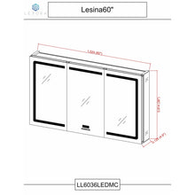 Load image into Gallery viewer, Lexora LL6036LEDMC Lesina 60" Wide x 36" Tall LED Medicine Cabinet w/ Defogger