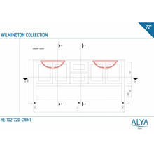 Load image into Gallery viewer, Alya Bath HE-102-72D-B Wilmington 72 inch DOUBLE Vanity BLUE with No Top