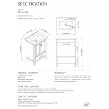 Load image into Gallery viewer, Design Element V01-24-WT Valentino 24" Single Vanity in White