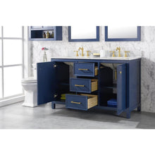 Load image into Gallery viewer, Legion Furniture WLF2154-B 54" BLUE FINISH DOUBLE SINK VANITY CABINET WITH CARRARA WHITE TOP