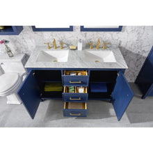 Load image into Gallery viewer, Legion Furniture WLF2154-B 54" BLUE FINISH DOUBLE SINK VANITY CABINET WITH CARRARA WHITE TOP