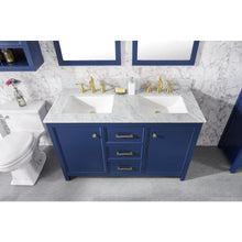 Load image into Gallery viewer, Legion Furniture WLF2154-B 54" BLUE FINISH DOUBLE SINK VANITY CABINET WITH CARRARA WHITE TOP