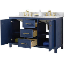 Load image into Gallery viewer, Legion Furniture WLF2154-B 54" BLUE FINISH DOUBLE SINK VANITY CABINET WITH CARRARA WHITE TOP