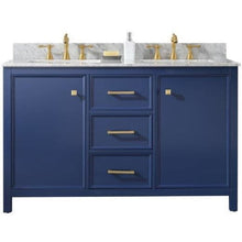 Load image into Gallery viewer, Legion Furniture WLF2154-B 54" BLUE FINISH DOUBLE SINK VANITY CABINET WITH CARRARA WHITE TOP